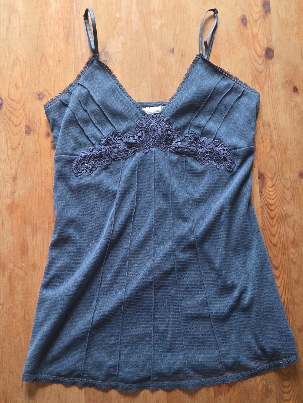 Vintage Y2K No Boundaries Blue Steel Layered Nylon Mesh Lace Cami Tank Top S